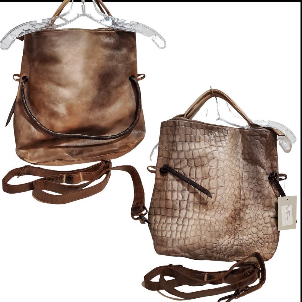New Civico93 Womens Distressed Croc embossed Leather Convertible Fold Over Purse